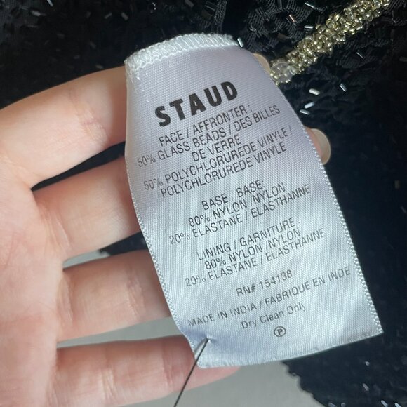 Staud Le Sable Beaded Mini Dress Botanical Shadows Size Medium - Picture 10 of 10